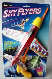 VINTAGE 1998 SKY FLYERS LAUNCHER & GLIDER FREEFLIGHT PLANE SHELCORE NEW !