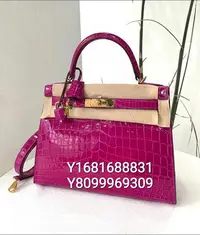 在飛比找Yahoo!奇摩拍賣優惠-專櫃正品 HERMES KELLY 28 L3紫色 金扣 鱷