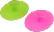 BAZEITFLOW 2Pcs Silicone Facial Scrubber Handheld Face Massager Cleaning Brush Pads Small Grass Green Rose Red for Deep Pore Cleansing and Gentle Exfoliation