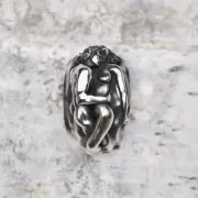 Unique Handcrafted 925 Sterling Silver Lovers Embrace Ring