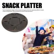 HG Divided Serving Tray Wood Round Snack Platter Chip And Dip Tray With 5