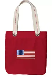 American Flag Tote Bag Shopper RICH DYE WASH CANVAS - FULLY LINED!