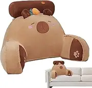 Bed Rest Pillow with Arms - Capybara Carrot Ergonomic Back Pillow for Bed Sitting Up with Armrests,Soft Back Support Cushion, Cute Bed Rest Plush, Comfy Sofa Plush