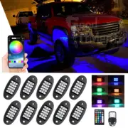 10 Pods RGB LED Rock Light Kit Underbody Neon Lamps Music Bluetooth App For GMC