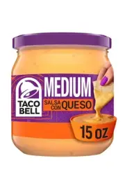 〽️ New Official Taco Bell Medium Salsa Con Queso Tortilla Dip Cheese Jar 15oz