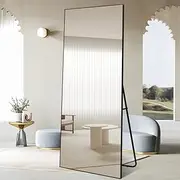 Black Rectangular Mirror 220x120cm Aluminium Alloy Frame Minimalist Modern Design Full-Length Mirror for Bedroom Hallway Living Room Stylish Wall Mirror Home Décor