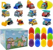Filled Easter Eggs | Easter Hunt Filled Eggs | Easter Egg Toy Fillers | Prefilled Egg with Pull-Back Toy Car – Fun Easter Prize Supplies for Kids, Classroom, and Hunts