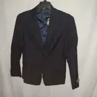 Appel & Brooks Womens Size 8 Black Pinstripes Wool Blend Blazer Coat Jacket (EZ)