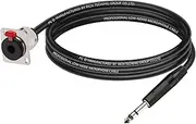 ROBAUN D-Type Panel Mount 6.35MM Stereo Female to 6.5MM Stereo Zinc Alloy Jack Cable 1/4" Female to 1/4" Male Plug Adapter Cord(C1025SL-Black,15m)