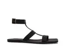 Vegan sandals roman flat backless open-toe with adjustable ankle-strap buckle