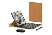 Samsung Galaxy Z Fold 4 Leather Folding Stand Keyboard Case with Capacitive Pen & Mouse-Brown