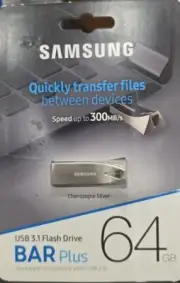 SAMSUNG BAR Plus 64GB - 300MB/s USB 3.1 Flash Drive Champagne Silver