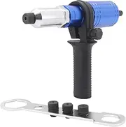 Yuhtech Blue Electric Rivet Gun Adapter with Handle Riveter Drill Attachment Newing Tool Insertion Nut for Cordless Drill Rivet Gun Adapter Kit