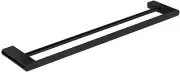 BATHROOM ACCESSORIES FITTINGS DOUBLE TOWEL RAIL BAR 700 MATT BLACK SQUARE/ROUND