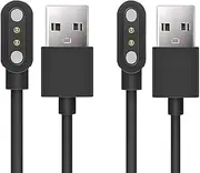Compatible with AGPTEK 1.69" Smartwatch Charger, Lamshaw Magnetic USB Charging Cable Replacement Charger Cable Compatible with AGPTEK 1.69"(43mm) / LW31 Smartwatch (2 Pack-Black+Black)