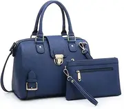 [Dasein] Lady Barrel Designer Satchel Handbags Vegan Leather Structured Purses Shoulder Bags for Women with Shoulder Strap