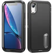 MCC Shockproof iPhone XR Case Cover Heavy Duty with Stand Apple iPhoneXR [Black+Black]