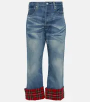 [Junya Watanabe] Junya Watanabe Checked mid-rise straight boyfriend jeans AU 12 blue