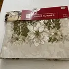 NEW 72 Inch Table Runner-White Poinsettia Table Runner