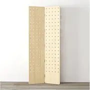 Pegboard Room Divider Panel,Room Divider Wall with Foot Brackets,Folding Pegboard Partition Screen,Easy to Store for Bedroom Bazaar Jewelry Store(Wood Color,180x40cm-2 Panel)