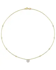 14K 0.74 ct. tw. Diamond Floral Cluster Necklace