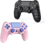 DYONDER 2-Pack Wireless Controllers for PS4/Pro/Slim & PC – 1000mAh Battery, 6-Axis Motion Sensor, Audio Jack (Black & Pink)