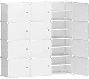 Artiss Shoe Rack Storage Cabinet 12 Cubes DIY Box Drawers Organiser Shoes Shelf Stand White Portable Wardrobe Organizer Hallway Table Home Decor Bedroom Furniture