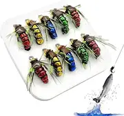 Fly Popper for Bar, Fly Fishing Kit | 10 Assorted Dry - Fly Fishing Kit Lures Bright Colors for Saltwater and Freshwater