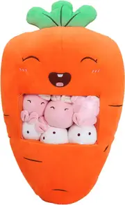 Carrot Plush Throw Pillow - Creative Fluffy Removable Stuffed Toy for Kids