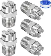 uxcell 5-Pack Flat Fan Spray Tip, 95 Degree 1/4BSPT Male Stainless Steel Pressure Washer Nozzles Cleaner Nozzle Replacement W Sealing Tape for Water Guns (1.1mm Orifice)