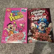 Chocolatey Berry Cap’n Crunch 12.5 Oz & Magic Fruity Pebbles 15 Oz - 1 Box Each