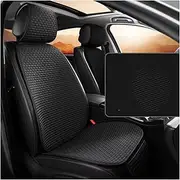 Car Seat Covers Car Seat Cover Protector Breathable Cotton Linen Car Seat Protector Universal Back Seat Cushion Front Rear Car Seat Cover Sets(Black Front seat)
