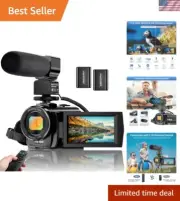 Video Camera YouTube Vlogging Camera Recorder FHD 1080P 24.0MP 3.0 Inch 270 D...