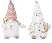 2X Merry Christmas Faceless Beard Doll Plush Hat with Lights Window Ornament
