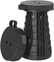 Portable Folding Stool Lightweight Telescopic Stool Height-Adjustable Folding Stool Load Capacity 180 kg 6-44 cm Lightweight Telescopic Stool Extendable Camping Stool for Camping (Black)