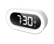 Digital Alarm Clock Night Light Alarm Clock for Bedroom, Snooze Function Smart Alarm Clocks for Heavy Sleepers (White)