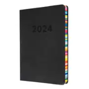 Black Collins Debden Edge A5 Day to A Page 2024 Sophisticated Leather-Look Diary
