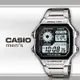 【CASIO 卡西歐】方形世界時間地圖不鏽鋼中性錶(AE-1200WHD-1A)