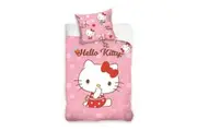 Hello Kitty Pink Cotton Quilt Cover Set - Toddler Bed Size