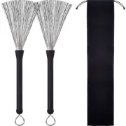 1 Pair Drum Brushes Retractable Wire Brushes Drums Drum Sticks Brush with Com...