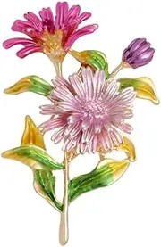 [Generic] Daisy Flower Brooch Pin for Women，3D Enamel Sunflower Brooch Pin,Charm Sun Flower Coat Collar Brooch for Women Girls