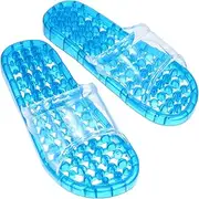 PEPLAYTAL 1 Pair Crystal Massaging Beach Slippers Hollowed-out Drainage Arch Support Unisex Lightweight Breathable