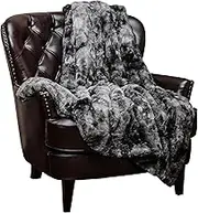 Chanasya Faux Fur Bed Throw Blanket - Super Soft Fuzzy Cozy Warm Fluffy Beautiful Color Variation Print Plush Sherpa Microfiber Gray Blanket (86"x108") King