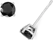 [JewelryWeb] Rhod. P. 925 Sterling Silver 5mm Black CZ Simulated Diamond Stud Earrings-Stud Earring for Women