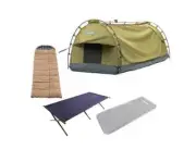Kings Single Swag + Stretcher Bed + Self Inflating Mattress + Sleeping Bag- Left