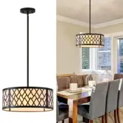 3 Light Drum Pendant Light, Modern Drum Chandelier for Dining Room X-Shaped