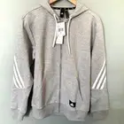 Adidas Jacket Future Icons Three Stripes Full-zip Grey Hoodie Men's sz Small NEW