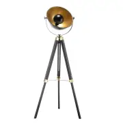 New Oriental Aizen Tripod Spotlight Height Adjustable Floor Lamp Bowl Shade - Black/Gold