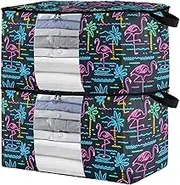 sanluoli 60L 2 Pack Shoe Organizer Under Bed with Reinforced Handles, clear window Bedding Organizer Storage For Closet