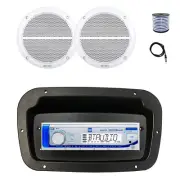 Dual Marine Receiver,Spa Bezel,Adapter, Antenna,Wire, 2x 6.5" 90W White Speakers